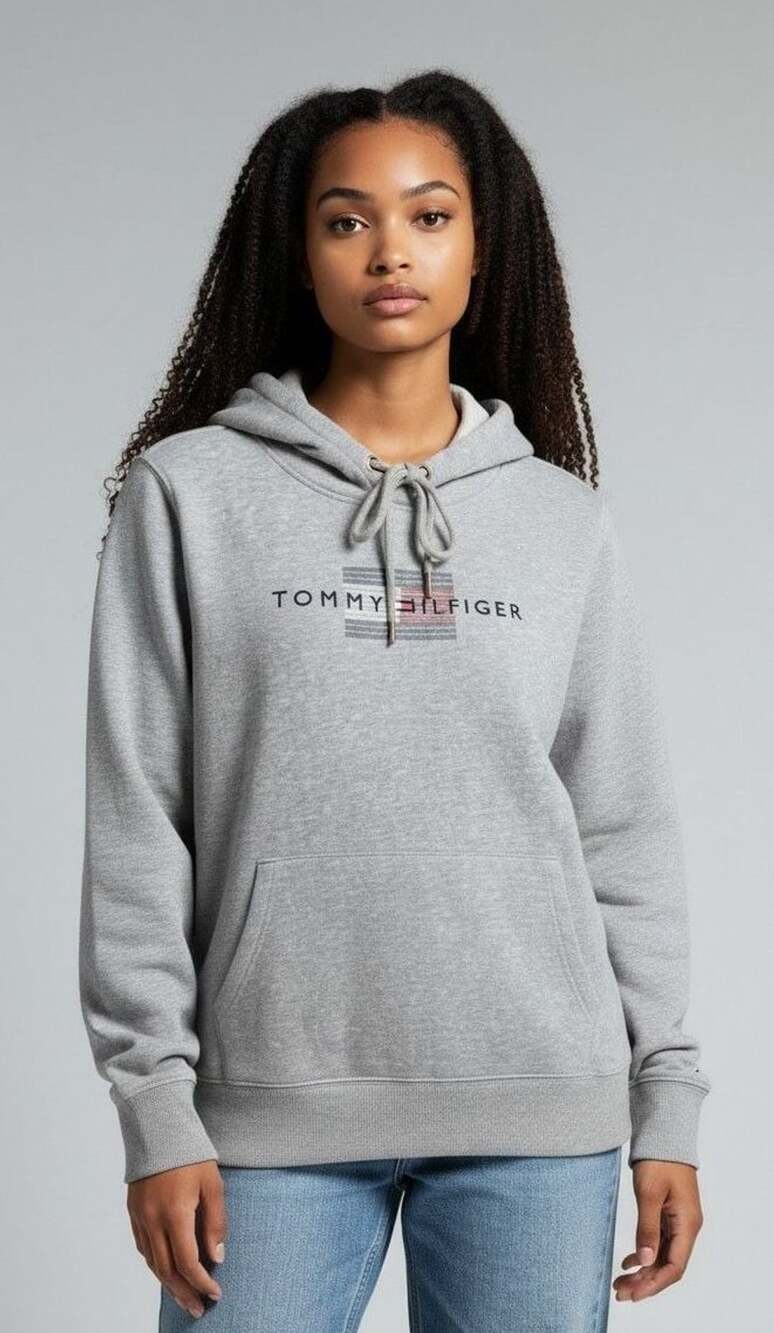 Tommy Hilfiger Logo Hoodie Size XL Gray